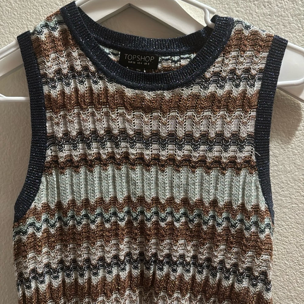 Topshop Mixes Media Sleeveless Top